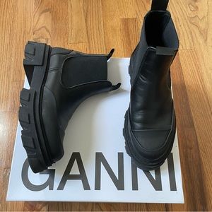 Ganni Black Chunky Chelsea Combat Boots